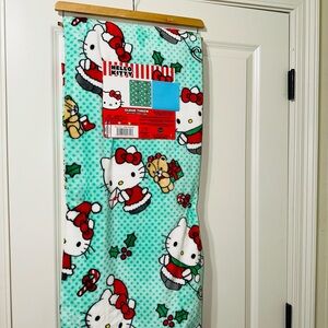 Hello kitty Christmas blanket teddy bear presents green print